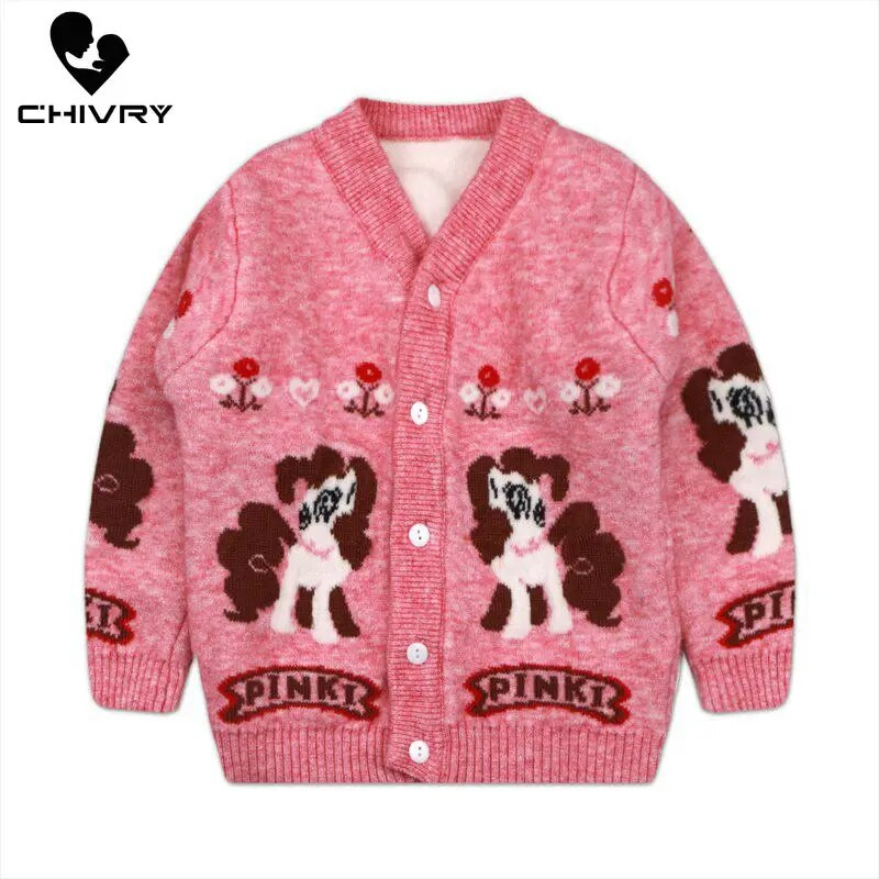 Új 2020 Gyerekeknek Kardigán Pulóver Ősz Tél Fiúk Lányok Rajzfilm Medve V-nyakú gomb Kötött Pulóverek Felsők Ruházat