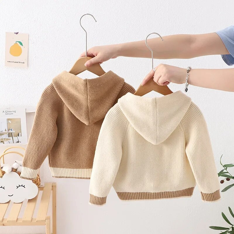 Ziemas bērnu jakas Trikotāžas jakas bērniem Silts zēnu Virsdrēbes Meiteņu Hoodies Pusaudžu Džemperis Apģērbs 1-10T