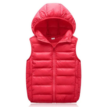 Φθινόπωρο 2021 Χειμώνας Νέα μόδα Παιδικό γιλέκο με κουκούλα Χοντρό γιλέκο Μπουφάν για αγόρια Βρεφικά κοριτσίστικα Ζεστό παλτό ανοιχτό πουπουλένιο μπουφάν