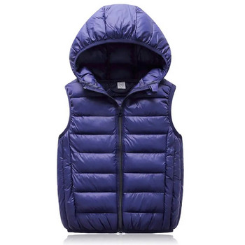 Φθινόπωρο 2021 Χειμώνας Νέα μόδα Παιδικό γιλέκο με κουκούλα Χοντρό γιλέκο Μπουφάν για αγόρια Βρεφικά κοριτσίστικα Ζεστό παλτό ανοιχτό πουπουλένιο μπουφάν