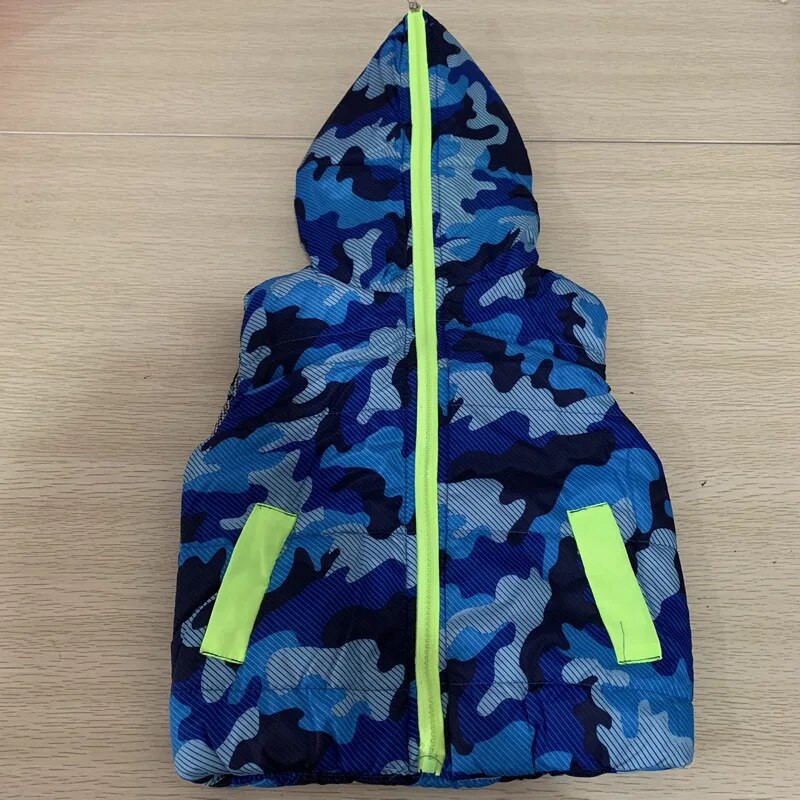 Camo Kid Boys Liemenė Kūdikiams Be rankovių pūstinė striukė vaikams su gobtuvu Liemenė su gobtuvu Kamufliažas mažylio apatiniai drabužiai vaikams rudens drabužiai