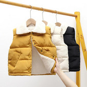 2–10 metų išlaikyti šiltą mergaičių liemenė rudens žiemos paltas madinga kailinė apykakle Viršutiniai drabužiai be rankovių berniukų liemenės gimtadienio dovanos vaikams drabužiai