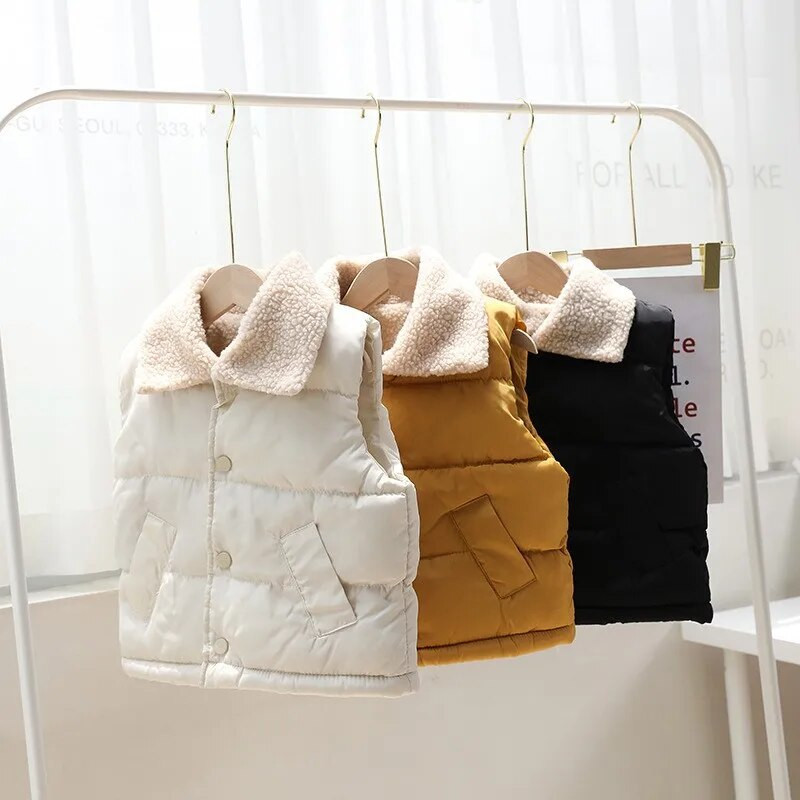 2–10 metų išlaikyti šiltą mergaičių liemenė rudens žiemos paltas madinga kailinė apykakle Viršutiniai drabužiai be rankovių berniukų liemenės gimtadienio dovanos vaikams drabužiai