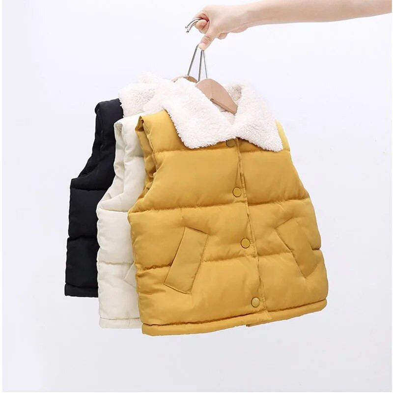 2–10 metų išlaikyti šiltą mergaičių liemenė rudens žiemos paltas madinga kailinė apykakle Viršutiniai drabužiai be rankovių berniukų liemenės gimtadienio dovanos vaikams drabužiai