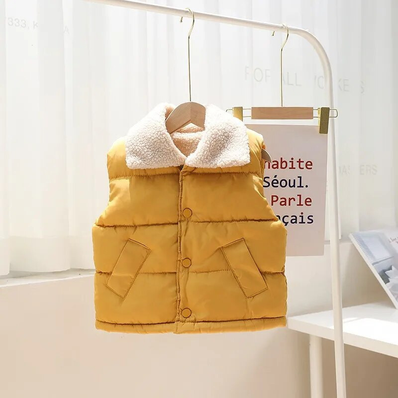 2–10 metų išlaikyti šiltą mergaičių liemenė rudens žiemos paltas madinga kailinė apykakle Viršutiniai drabužiai be rankovių berniukų liemenės gimtadienio dovanos vaikams drabužiai