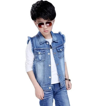 Τζιν γιλέκο για αγόρια Άνοιξη φθινόπωρο Baby Boy Τζιν μπουφάν Casual Παιδικά ρούχα Εφηβικά Γιλέκα Παιδικά Γιλέκα Αγόρια Μπλούζες