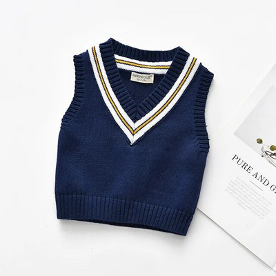Pavasara rudens skolas formas veste zēniem Trikotāžas Džemperis Veste Bērnu Pulovers V veida kakla Mētelis Zēnu Bērnu Jaka Apģērbs
