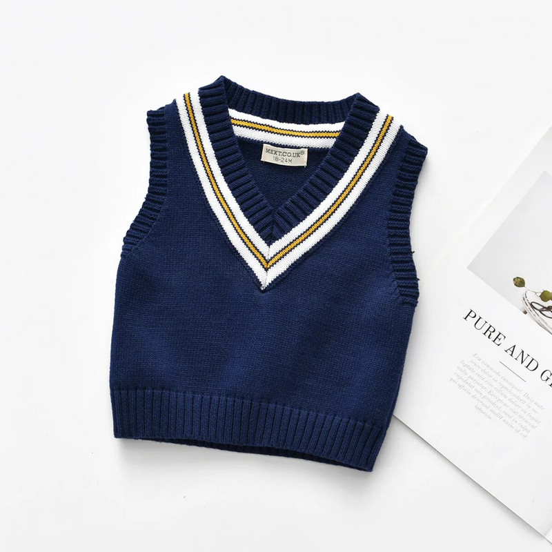 Pavasara rudens skolas formas veste zēniem Trikotāžas Džemperis Veste Bērnu Pulovers V veida kakla Mētelis Zēnu Bērnu Jaka Apģērbs