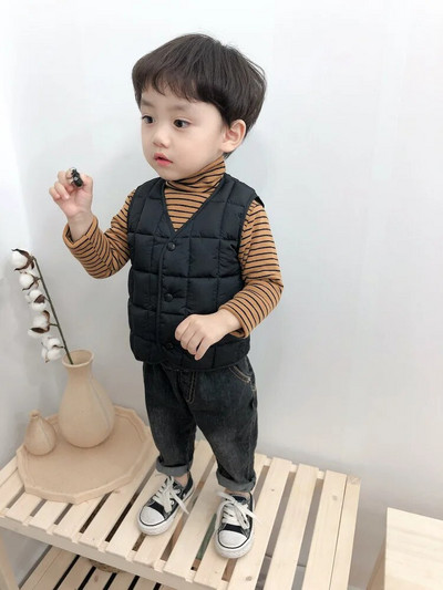 Rudens ziemas kokvilnas veste 2021 Jauna bērnu, bieza kokvilnas jaka bez piedurknēm, mazuļu veste, maza vidēja izmēra vienkrāsaina vidukļa jaka