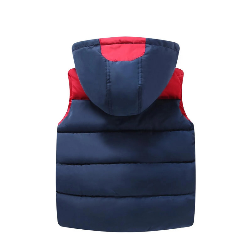 Vaikiška žieminė liemenė, šilta berniukų mergaičių paminkštinta medvilninė liemenė su gobtuvu.