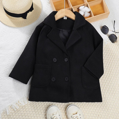 „Bear Leader“ mergaičių vilnonis paltas, 2023 m. rudens/žiemos naujas vaikiškas kostiumas, apykaklė, vilnonis vientisas paltas, vaikiškas madingas paltas