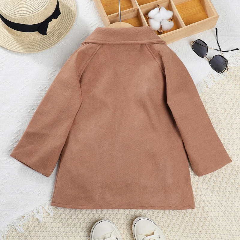 „Bear Leader“ mergaičių vilnonis paltas, 2023 m. rudens/žiemos naujas vaikiškas kostiumas, apykaklė, vilnonis vientisas paltas, vaikiškas madingas paltas