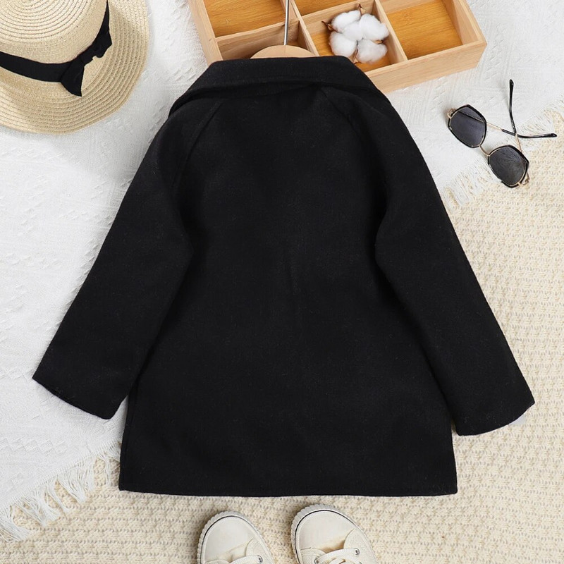 „Bear Leader“ mergaičių vilnonis paltas, 2023 m. rudens/žiemos naujas vaikiškas kostiumas, apykaklė, vilnonis vientisas paltas, vaikiškas madingas paltas