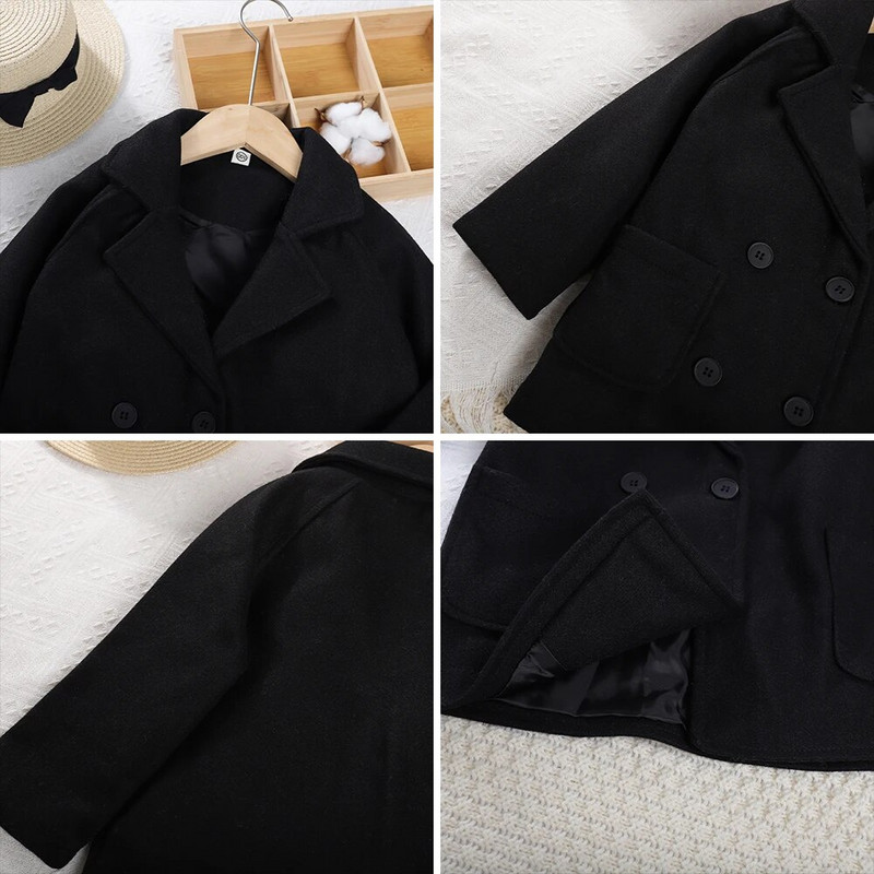 „Bear Leader“ mergaičių vilnonis paltas, 2023 m. rudens/žiemos naujas vaikiškas kostiumas, apykaklė, vilnonis vientisas paltas, vaikiškas madingas paltas