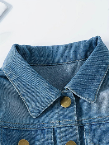 Νέο παιδικό παλτό για την άνοιξη και το φθινόπωρο Νέα μόδα για κορίτσια τζιν μπουφάν Cardigan Washed Hole Casual ρούχα