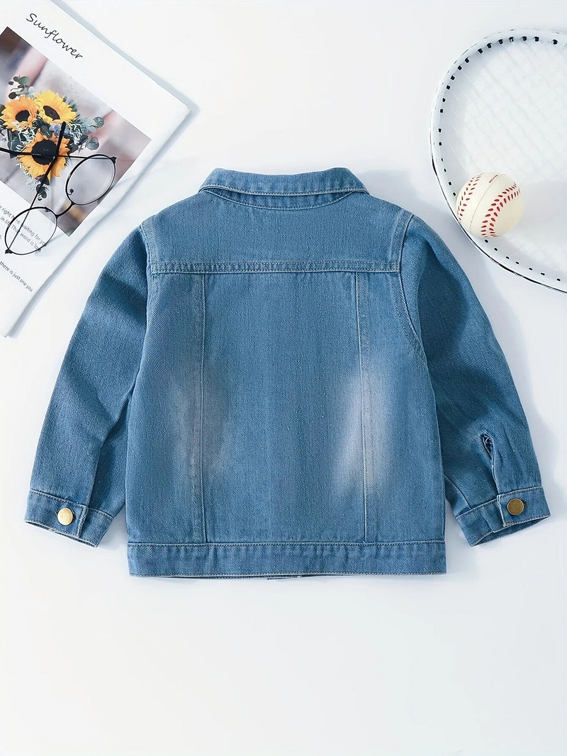 Naujas vaikiškas paltas pavasariui ir rudeniui, nauja mergaičių mada džinsinė striukė Megztinis, išskalbtas skylėtas laisvalaikio drabužis