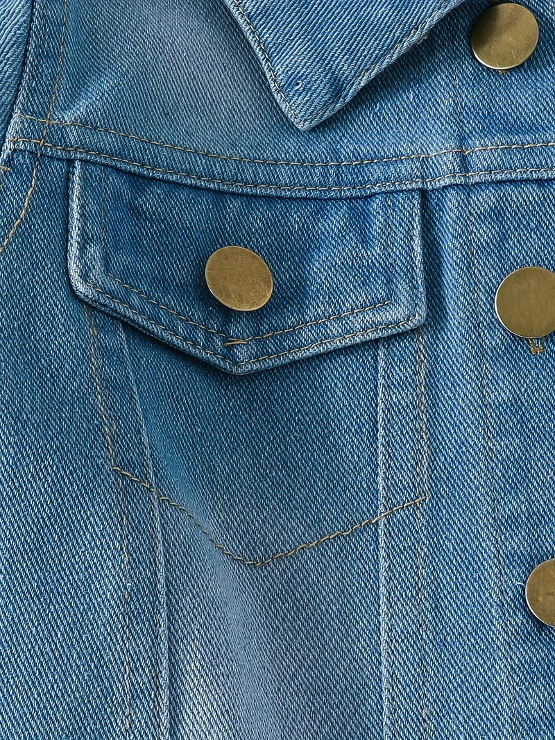 Naujas vaikiškas paltas pavasariui ir rudeniui, nauja mergaičių mada džinsinė striukė Megztinis, išskalbtas skylėtas laisvalaikio drabužis