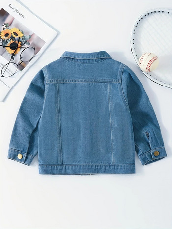 Φθινοπωρινό τζιν παλτό κορεατικής έκδοσης για μωρό πόλο για κορίτσια Σπασμένο τζιν μακρυμάνικο τοπ μόδα
