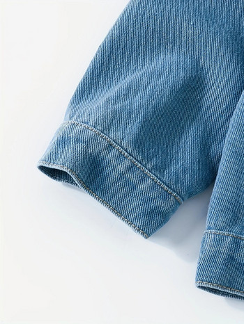 Φθινοπωρινό τζιν παλτό κορεατικής έκδοσης για μωρό πόλο για κορίτσια Σπασμένο τζιν μακρυμάνικο τοπ μόδα