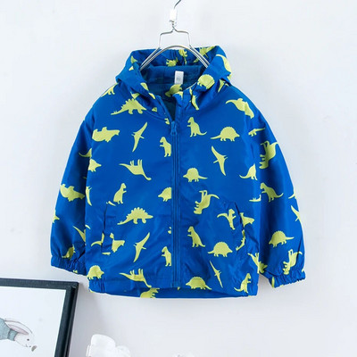 Toddler zēnu mētelis Dinozauru raksta mētelis zēniem Ikdienas stils zēnu jakas pavasara rudens bērnu apģērbi