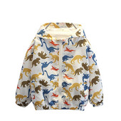 Bērnu jaka Virsdrēbes Dinozauru raksts Zēnu Mēteļi Garām Piedurknēm Bērnu Mētelis Ikdienas stila Apģērbi Zēniem