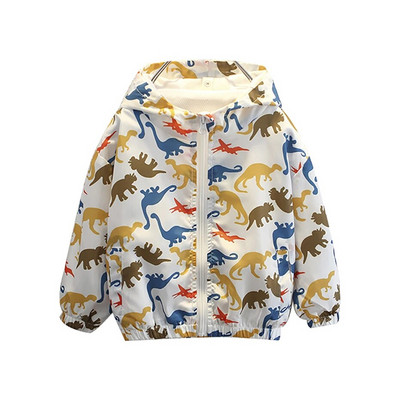 Bērnu jaka Virsdrēbes Dinozauru raksts Zēnu Mēteļi Garām Piedurknēm Bērnu Mētelis Ikdienas stila Apģērbi Zēniem