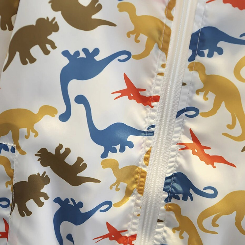 Bērnu jaka Virsdrēbes Dinozauru raksts Zēnu Mēteļi Garām Piedurknēm Bērnu Mētelis Ikdienas stila Apģērbi Zēniem
