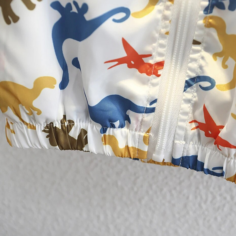 Bērnu jaka Virsdrēbes Dinozauru raksts Zēnu Mēteļi Garām Piedurknēm Bērnu Mētelis Ikdienas stila Apģērbi Zēniem