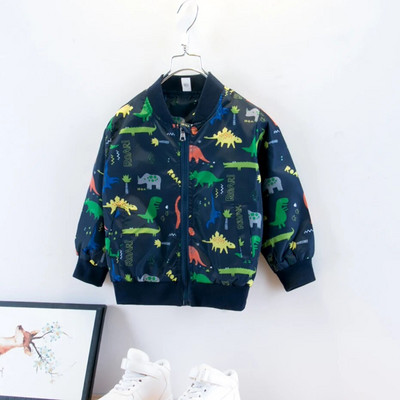 Berniukų vaikiška striukė Viršutiniai rūbai ilgomis rankovėmis paltai berniukų dinozaurų rašto paltai vaikams pavasario ruduo Vaikiški drabužiai berniukui