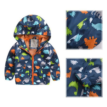 Toddler Boys αντιανεμικό μπουφάν με κουκούλα Cartoon Animal prints Παλτό με φερμουάρ Παιδικά Παιδικά μπουφάν για αγόρια Ρούχα