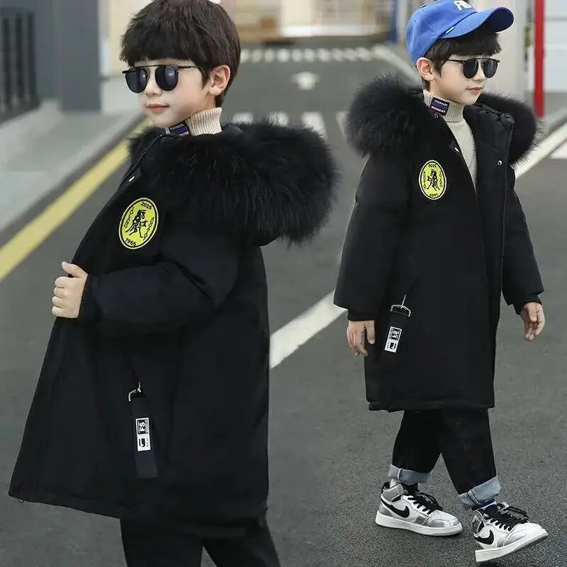 Talvised poiste paksud pikad jakid lastele vanuses 4-16 a. Hoia soojas vabaaja kapuutsid Lastemantlid pikkade varrukatega lastele Tuulejoped Ülerõivad