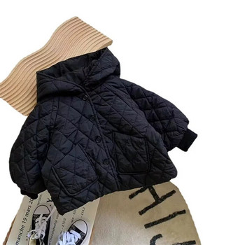 Όμορφο παιδικό χειμωνιάτικο παλτό σε κορεατικό στυλ με κουκούλα μονόχρωμο μονόχρωμο θερμικό βαμβακερό μπουφάν καθημερινά παιδικά εξωτερικά ενδύματα