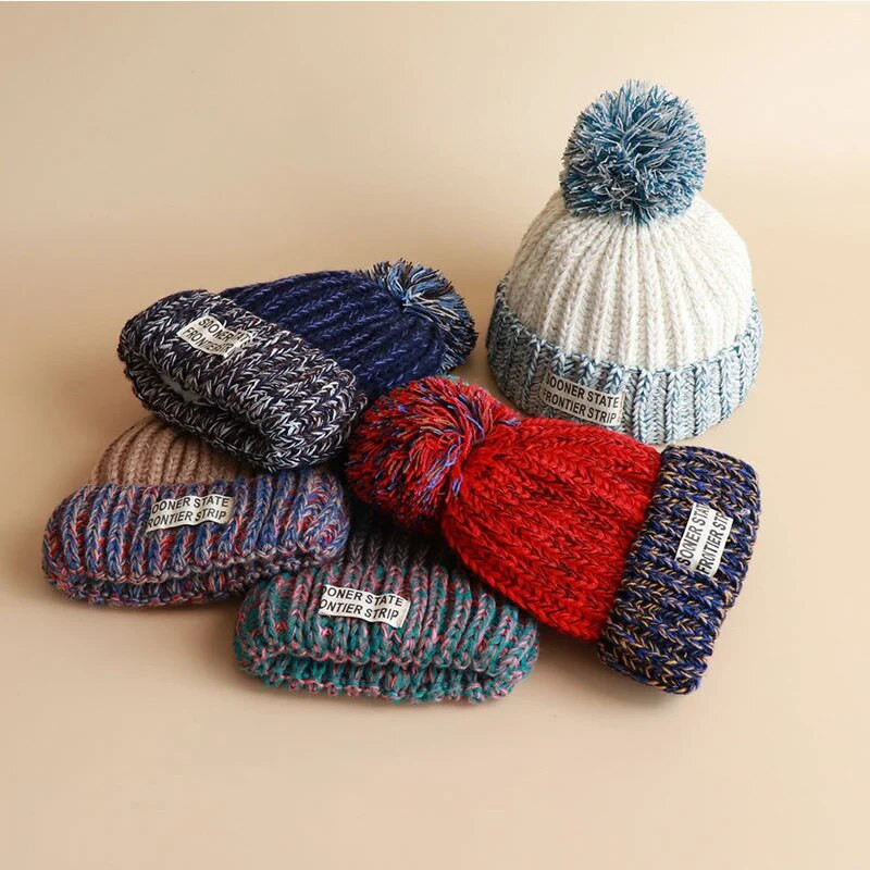 Berniukų ir mergaičių kepurės ir šalikai Rudens ir žiemos kūdikiui šilta aksominė kepurė ir pirštinės trijų dalių mezgimas miela mada