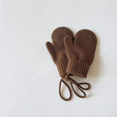 2023. gads. Pilnīgi jauni, bērni, bērni, mazuļi, meitenes, zēni, ziemas trikotāžas cimdi, silti, dūraiņi, mazi bērni, vēja necaurlaidīgi cimdi ar virvi