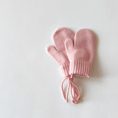 2023. gads. Pilnīgi jauni, bērni, bērni, mazuļi, meitenes, zēni, ziemas trikotāžas cimdi, silti, dūraiņi, mazi bērni, vēja necaurlaidīgi cimdi ar virvi