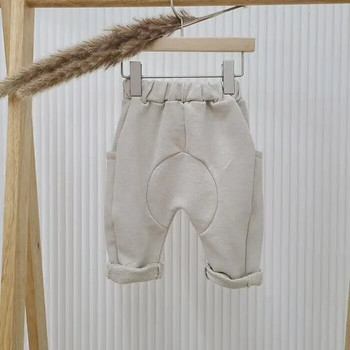 Едноцветни клинове за бебета и момичета 2023 г. Пролетни корейски момчета с оребрени полипропиленови панталони Малко момче Ежедневни харемни панталони Детски панталони Долен панталон