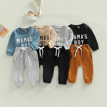 Ma&Baby 0-3 години Малко дете Новородено Бебе момче Комплекти дрехи Писмо Горнища с дълъг ръкав Панталони Ежедневни екипи Анцуг Дрехи
