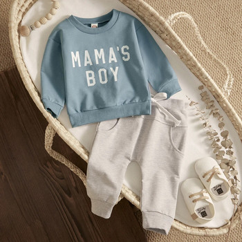 Ma&Baby 0-3 ετών Νήπιο Νεογέννητο Βρέφος Βρέφος Βρεφικά Ρούχα Σετ γράμματα Μακρυμάνικα Μπλουζάκια Παντελόνια Casual outfits Ρούχα γυμναστικής