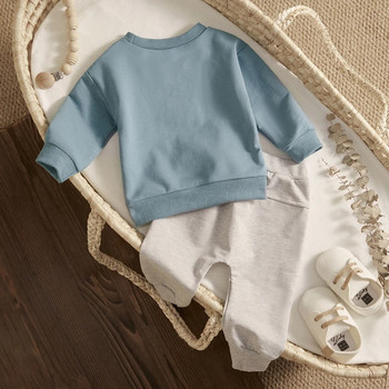 Ma&Baby 0-3 ετών Νήπιο Νεογέννητο Βρέφος Βρέφος Βρεφικά Ρούχα Σετ γράμματα Μακρυμάνικα Μπλουζάκια Παντελόνια Casual outfits Ρούχα γυμναστικής