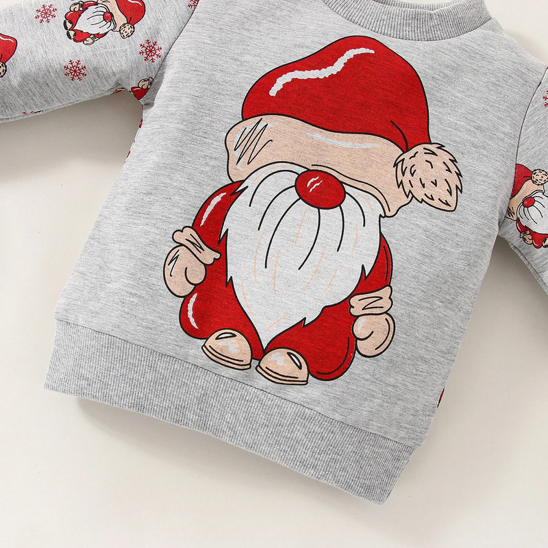 2GAB Ziemassvētku zēna rudens un ziemas apaļa apkakle ar garām ribām piedurknēm Ziemassvētku vecīša džemperis + jostas bikškostīms