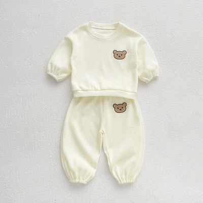 Lastekomplekt Tüdrukute ja poiste triibud kevadine ja sügisene vabaaja multikas Väike karu, kaheosaline komplekt Korea versioon