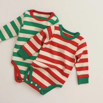 Комплекти бебешки пижами от чист памук Червени зелени райета Пижами за момчета и момичета Полски панталони Комплекти от 2 бр. Дълги панталони за Коледа Нова година