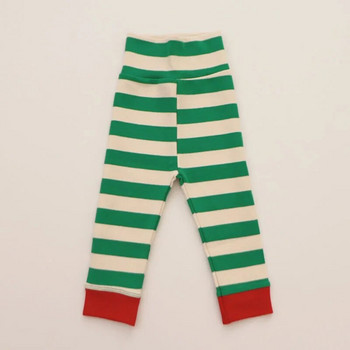 Πιτζάμες μωρό από καθαρό βαμβακερό κόκκινο πράσινο ριγέ Βρεφικό αγόρι για κορίτσι Παντελόνι Romper 2τμχ Σετ Long Johns για τα Χριστούγεννα Πρωτοχρονιά