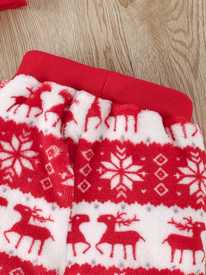 Ziemas jauks jaundzimušo zēnu un meiteņu flaneļa trīsdaļīgs komplekts Ziemassvētku rudens mājīgs silts raksts ārzemju stils ar cepuri