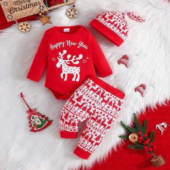 ma&baby 0-18M Χριστουγεννιάτικα Νεογέννητα Βρέφη Κοριτσάκι Αγόρι Σετ Ρούχα Επιστολή Romper Car Tree print Παντελόνι Χριστουγεννιάτικες στολές D05