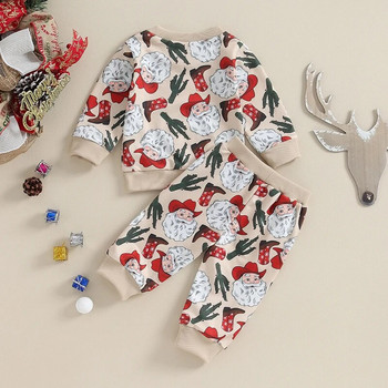 EWODOS Baby 2Pcs Χριστουγεννιάτικο Σετ Παντελόνι με μακρυμάνικο δυτικό στυλ Σετ μακρυμάνικο φούτερ και παντελόνι Σετ ρούχων για παιδιά