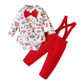 Ziemassvētku zīdaiņu jaundzimušo zēnu kombinezons ar garām piedurknēm un biksēm ballītei 0-18M pavasara rudens 2 gab.