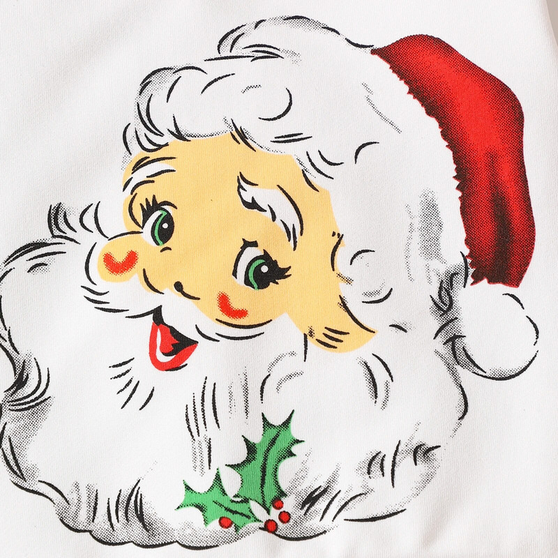 Kūdikių rudens ir žiemos Kalėdų džemperis ilgomis rankovėmis ir kelnių kostiumas, dengtas Kalėdų Senelio medvilniniais vaikiškais drabužiais