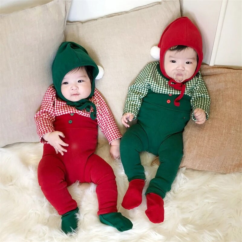 INS Style Chic bērnu Ziemassvētku apģērbu komplekti Pleds augšas ar augstu vidukli Bikses cepuru komplekti Koraļļu vilnas veste Veste Ziemassvētku Jaunajam gadam