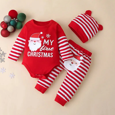 My First Christmas Baby Girl Clothes Boy Sets for Little Boys Новородено облекло Есенен комплект за малко дете Есенен комплект Унисекс костюми Майки Деца